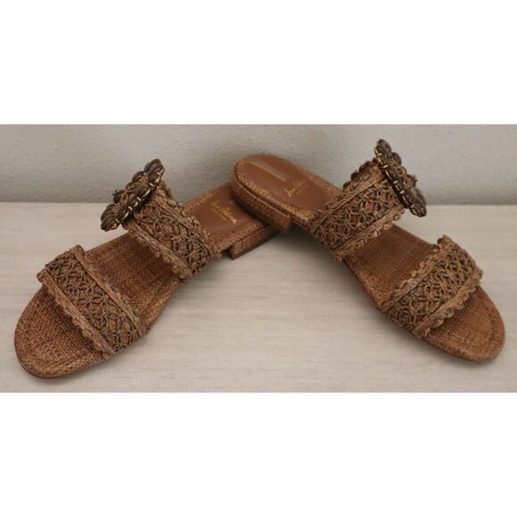 Sam Edelman J0187F2251 WMNs Sz 7M Dark Natural Raffia Elisa 2-Strap Sandals - Picture 13 of 15